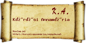 Kőrösi Annamária névjegykártya