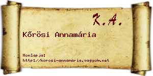 Kőrösi Annamária névjegykártya